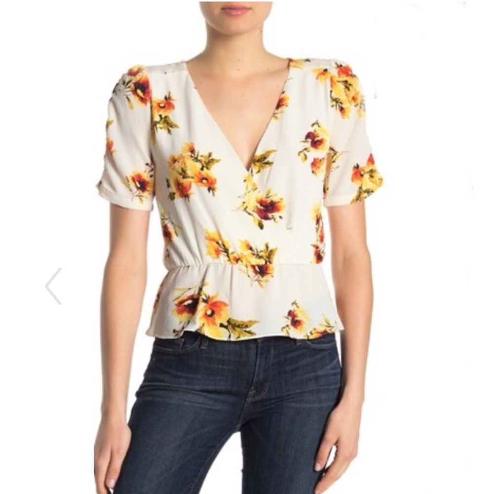 Socialite Cinched Floral Print Blouse